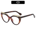 Montura de gafas cat eye en carey con detalles decorativos de metal dorado calado - Marco de Leopardo (C3)