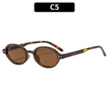 Vintage oval tortoiseshell sunglasses with brown lenses in C5 leopard print style - Transparent Tea Frame Tea Lens Tortoise Temples