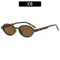 Retro oval sunglasses with translucent green frame and tortoiseshell temples C6 variant - Transparent Green Frame Tea Lens