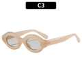 Occhiali da sole ovali con montatura beige spessa e lenti grigio chiaro, stile retrò chic - C3 Grigio Gelatina Lenti Grigio Chiaro