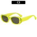 Retro square fluorescent green sunglasses with dark grey lenses and metal rice nail detail - Neon Green Frame Gray Lens