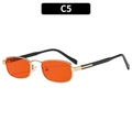Retro square sunglasses featuring orange lenses and a gold metal frame with black temples - C5-Gold Frame Bright Red Lens