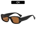 Retro square black frame sunglasses with brown lenses and silver hinge accents C4 - Black Frame Tea Lens