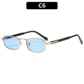Retro square metal sunglasses with light blue lenses and gold frames, color code C6 - C6-Gold Frame Blue Lens