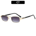 Rectangle metal sunglasses in gold with purple gradient lenses, style code C7 - C7-Gold Frame Gradient Purple Lens