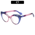 Cat eye glasses frame with purple pink gradient and blue lace detail in C7 colorway - Blue Purple Gradient (C7)
