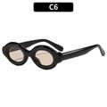 Oval bubble sunglasses with black frame and light brown lenses for a retro street look - C6 Black Frame Light Tea Lens