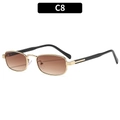 Retro square metal sunglasses with gold frame and brown gradient lenses in style C8 - C8-Gold Frame Gradient Tea Lens