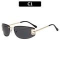 Frameless grey lens sunglasses with gold metal G-shaped temples for trendy beach travel - Gold Frame Gray Lens (C1)