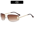 Rimless gradient brown sunglasses with gold G metal detail and tortoise temple tips - Gold Frame Brown Gradient Lens (C2)