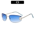 Rimless gradient blue sunglasses with silver metal temples and a G-shaped logo - Silver Frame Blue Gradient Lens (C3)
