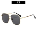 Vintage gold square frame sunglasses with grey lenses and red green stripes - Gold Frame Grey Lens