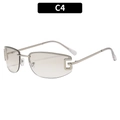 Frameless rimless sunglasses with gradient tea lenses and silver metal G-shaped temples - Silver Frame Silver Mirror Gradient (C4)