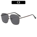 Retro hip-hop square sunglasses with gunmetal frame and signature red-green striped temple - Gunmetal Frame Grey Lens