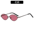 Gafas de sol ovales retro con montura gris plomo y lentes rosa oscuro C10 - Montura de Metal Lentes Rojo Vino (C10)