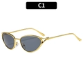 Retro cat-eye zonnebril met goudkleurig metalen montuur en donkergrijze glazen C1 - Gouden Frame Grijze Lens