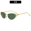 Cat eye zonnebril met gouden metalen frame en donkergroene glazen, model C3 - Gouden Frame Donkergroene Lenzen