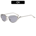 Cat eye zonnebril met zilveren metalen montuur en lichtpaarse glazen in C4-stijl - Zilveren Frame Lichtgrijze Lens