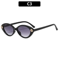 Occhiali da sole da donna cat-eye con montatura nera e dettagli floreali in oro raffinato - Montatura Nera Lenti Sfumate Viola (C3)