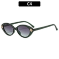 Occhiali da sole retrò cat-eye con montatura verde scuro e decori a rosa oro - Montatura Verde Lenti Sfumate (C4)