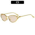 Cat eye sunglasses with gold metal frame and brown lenses in style C5 for women - Gold Frame Light Tea Lens