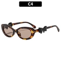 Lunettes de soleil œil de chat vintage Y2K avec monture écaille et nœud noir C4 - Monture Écaille Verre Thé Clair