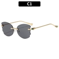 Gafas de sol mariposa sin montura con lentes gris oscuro y patillas de serpiente C1 - Montura Dorada Lente Gris