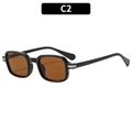 Gafas de sol cuadradas retro, montura negra brillante con lentes de color marrón oscuro - Montura Negra Lentes Té (C2)