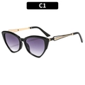 Gafas de sol cat eye con montura negra, lentes degradadas violeta y patillas doradas - C1-Montura Negra Lentes Grises