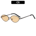 Retro oval metal sunglasses in C6 colorway with translucent amber lenses and black frame - Gunmetal Frame Tea Lenses (C6)