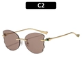 Gafas de sol sin montura con lentes té onduladas y patillas de serpiente doradas C2 - Montura Dorada Lente Té