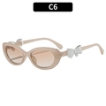 Lunettes de soleil Y2K kaki avec verres dégradés et détails de nœud blanc, modèle C6 - Monture Thé Gelée Verre Double Thé