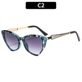 Gafas de sol cat-eye C2 con montura de mármol azul, lentes degradadas púrpuras y patillas de metal - C2 Montura Mármol Verde Lente Gris