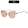 Gafas de sol de mariposa sin montura con lentes rosas onduladas y patillas de metal oro - Montura Dorada Lentes Champaña