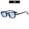 Classic square black sunglasses with light blue lenses and silver temple details - Black Frame Blue Lens (C5)