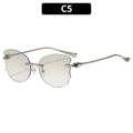 Rimless butterfly sunglasses in gradient purple with silver skull detail legs - Silver Frame Silver Mirror Lens