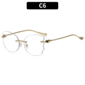 Rimless wave edge sunglasses for women in C6 gold finish with trendy metal frames - Gold Frame Clear Lens