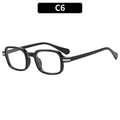 Classic square frame sunglasses in glossy black with silver decorative metal bars - Black Frame Clear Lens (C6)