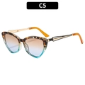 Cat eye sunglasses in tortoiseshell frame with C5 SKU and gradient blue brown lenses - C5 Blue Tortoise Frame Tea Blue Lens
