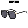 Classic aviator sunglasses with black frame, gold double bridge and dark grey lenses C1 - Black Frame Gray Lens (C1)