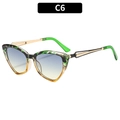 Cat eye sunglasses with green tortoiseshell frame and blue-yellow gradient lenses - C6 Camouflage Green Frame Gradient Lens