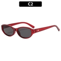 Gafas de sol ovaladas rojas retro con montura translúcida y cristales grises - Rojo Vino Lente Gris