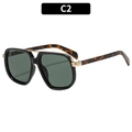 Fashion pilot sunglasses with black frame, gold double bridge and leopard print temples - Black Frame Tortoise Temple Dark Green Lens (C2)