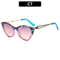 Cat eye sunglasses with pink marble frames and gold metal temples in C7 variant - C7 Marble Color Frame Gradient Lens