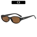 Gafas de sol ovaladas retro con montura negra, lentes marrones y detalles plata C3 - Montura Negra Lentes de Té