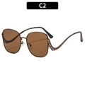 C2 sunglasses with tea lenses, brown metal frame and sparkling crystal temple detail - Gunmetal Frame Tea Lenses (C2)
