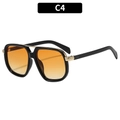 Fashion double bridge pilot sunglasses with orange gradient lenses and black frames C4 - Bright Black Frame Gradient Orange Lens (C4)