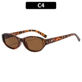 Gafas de sol ovales retro con estampado de leopardo de carey y lentes marrones - Montura Carey Lente Té