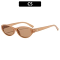 Retro oval sunglasses in amber brown C5 finish with metal accents and brown lenses - Jelly Tea