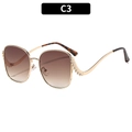 Golden oversized butterfly sunglasses with C3 brown gradient lenses and rhinestone accents - Gold Frame Double Tea Lens (C3)